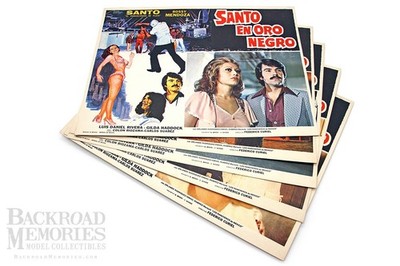 Lot1 of Vtg ('75) ''Santo en Oro Negro'' 16x12 Lobby Cards (5), Jorge Camargo (MX)