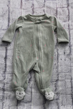 Carters - Footed Pajamas Pjs Soft Zipper 0-3months Green Moon Stars Cute Owl