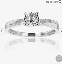 9ct White Gold Diamond Ring, Miracle Setting Size O
