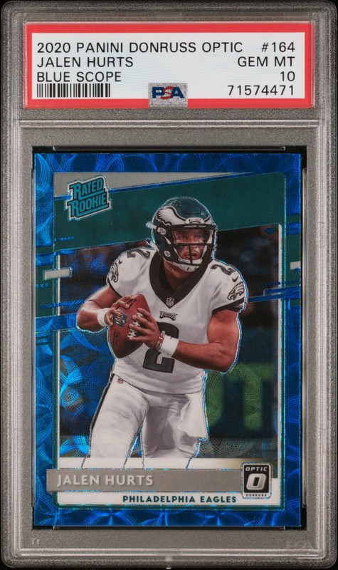 2020 Panini Donruss Optic #164 Jalen Hurts Blue Scope PSA 10