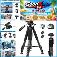 Camera Tripod 74 Inch Aluminum 3 Way Pan Head Phone Holder DSLR Video Shooting