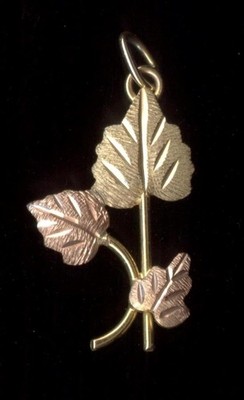 Neu 10K 22mm Massiv Gelb & Rotgold Blatt Blütenblatt Zweig Pflanze Anhänger Charm *da
