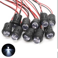 25Pcs 10MM White LED Pre-wired Water Clear Bulb 12V 7.87 Inch Lamp Light Bulb...