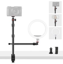Camera Desk Mount Table Stand with Magic Arm Ball Head, Table Light Stand w...