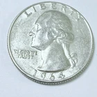 1964 D  SILVER WASHINGTON QUARTER  90% SILVER CIRCULATED COIN FREE SHIP #7585
