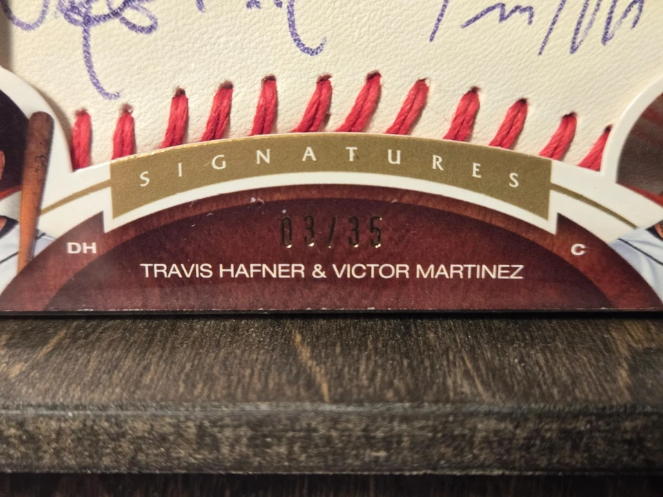 Sweet Spot Victor Martinez Travis Hafner 2006 firmas dobles/35 indios automático Foto 2 de 3