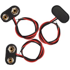 9V Battery Connector,3PCS T-Type 9 Volt Buckle Connector Hard Plastic Shell U...