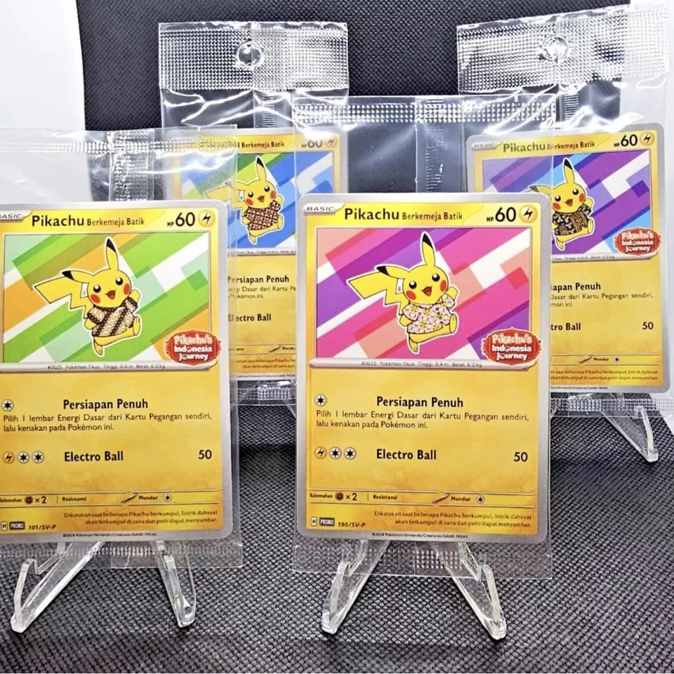 SEALED SET - 4 Pikachu Batik Indonesia Promo Pokemon 101/SV-P 155 154 190/SV-P - Image 2 of 4