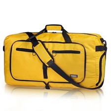 65L Duffle Bag with Shoes Compartment, Foldable Travel Duffel Glossy Yellow