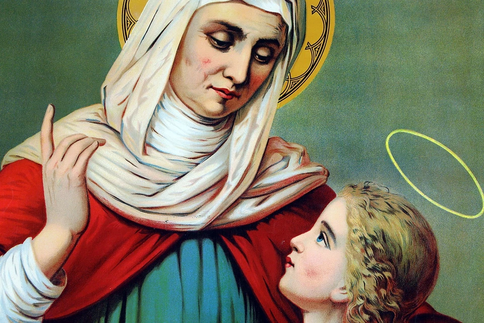 Saint Anne Chromolithographie schöne Farbe 16 x 20 RAR Original 1890er Jahre - Bild 3 von 4