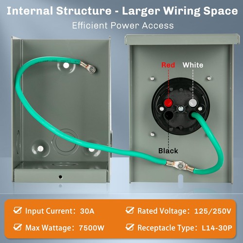 30 AMP Generator Inlet Box - NEMA L14-30P Power Inlet Box für 3R 4-Prong Gen... - Bild 5 von 6