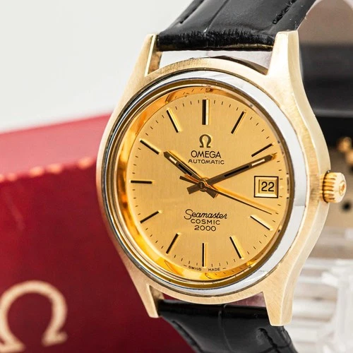 *NEAR MINT w/Case* Vintage OMEGA Seamaster COSMIC 2000 Cal.1012 AT Gold 38mm Men