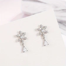 Women's Snowflake Shaped Earrings Sparkling Rhinestones Elegant Earrings Alloy