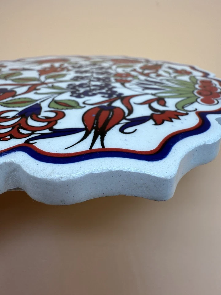 Traditional Iznik Ceramic Art Made in Turkey Hot Plate Trivet 7" - Image 4 of 4