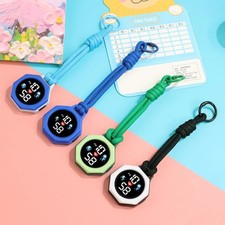 Portable Digital Pocket Watch for Kids Hanging Lanyard Backpack Keychain Night L