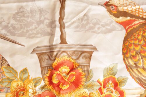 Ferragamo Scarf Silk Red x Multicolor Flower Bird Size 39.4 x 41.3 Authentic - Picture 10 of 12