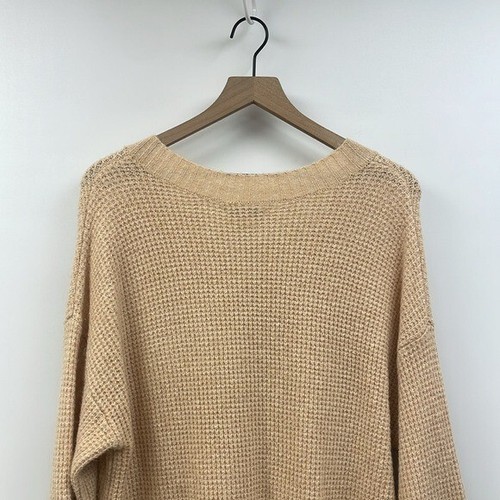 American Eagle Waffle Knit Oversized Slouchy Tunic Sweater Beige Medium - Bild 5 von 7