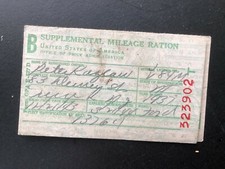 Rare WWII Old Vintage "Supplemental Mileage Ration"1943-44 Document Made in USA