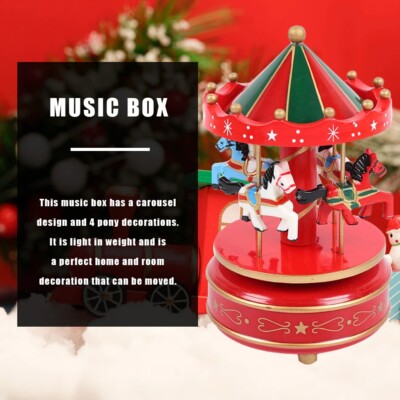 Spieluhren Babyzimmer Deko Geschenke Holz Weihnachten Pferd Karussell Box