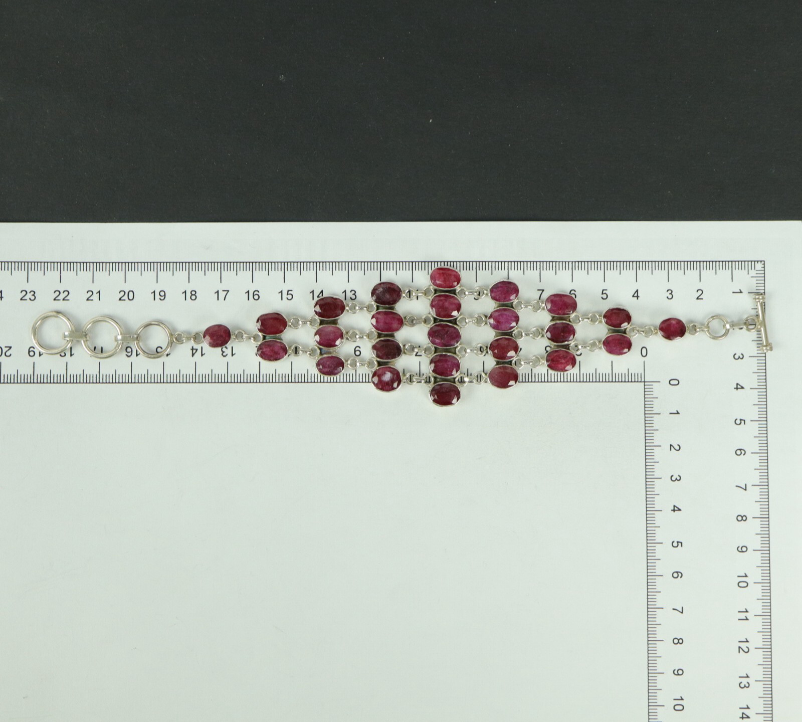 Vintage Sterling Silver Solid 925 Raw Ruby Heavy … - image 5