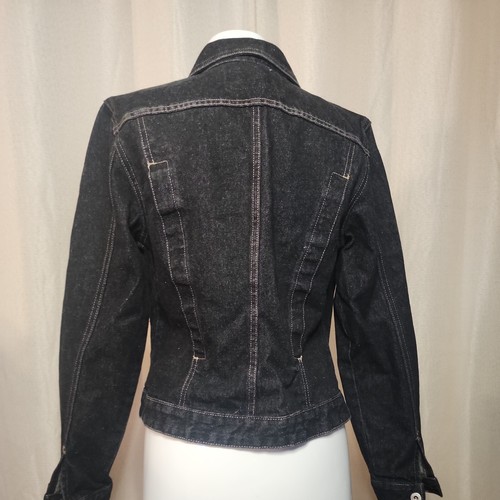 Vtg Guess Girls Youth Kids L Faded Black Denim Button Down Jacket USA Made - Picture 9 of 12