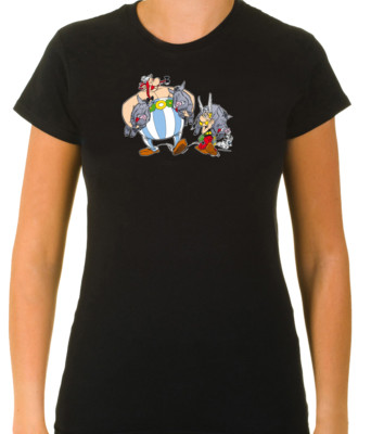 Asterix & Obelix Funny Characters 3/4 Short Sleeve T Shirt Woman K081