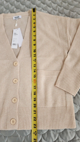 NWT 525 America Born in Bklyn Beige Cashmere Button Down Sweater Pockets SMALL - Picture 12 of 16
