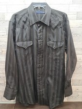 Panhandle Slim Men's Western Pearl Snap Shirt Black Silver Metallic Stripes