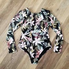 NWT Kona Sol Tropical Print Long Sleeve One Piece Swimsuit Size Large