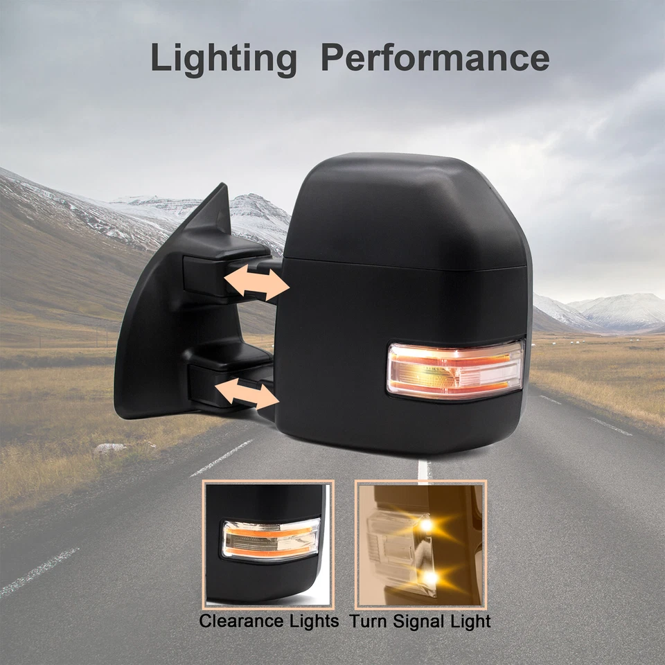 Par de espejos retrovisores de remolque eléctricos para Ford F-250 F-350 F-450 F-550 Super Duty 2001-2011 Foto 4 de 4