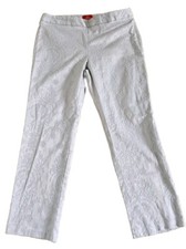 OSCAR DE LA RENTA Women's Sz 14 Light Gray Embroidery Stretch Pants