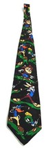 Looney Tunes Mania Silk Golf Themed Necktie Bugs Daffy Taz Marvin