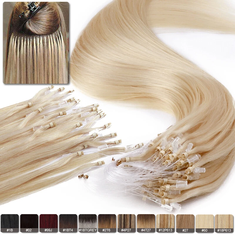 Micro Bead Loop Ring Tip Thick Russian Remy Human Hair Extensions 150G Full Head - Image 2 of 4