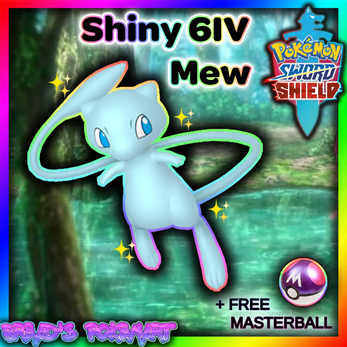 Shiny Mew 6IV Pokemon Let's Go Sword/shield Fast 