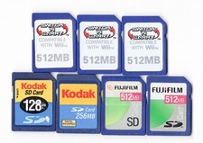 Lot Of 7x Misc. Brands 128MB / 256MB / 512MB MEGABYTE SD Camera Memory Cards