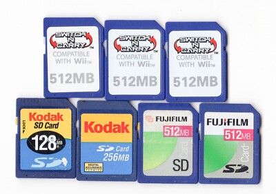 Lot Of 7x Misc. Brands 128MB / 256MB / 512MB MEGABYTE SD Camera Memory ...