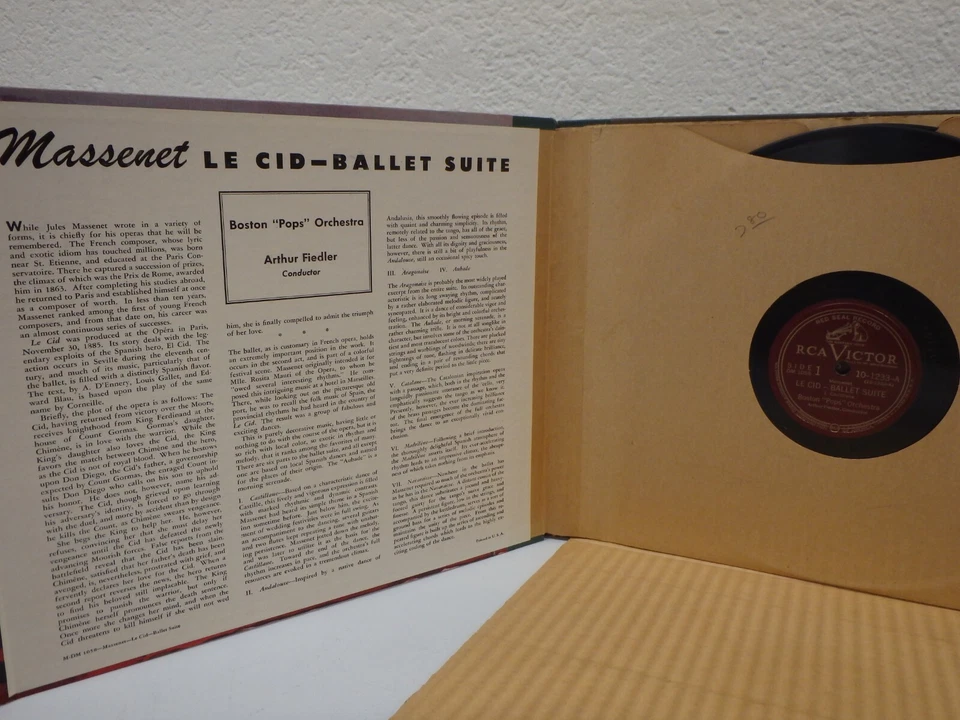 1946 MASSENET El Cid Ballet Suite FIEDLER 10"/78 3x Book-Set RCA/Victor DM-1058 Foto 3 de 4