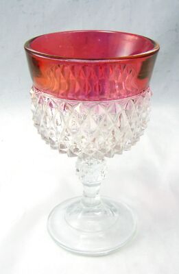 Indiana Glass DIAMOND POINT RUBY Wine Goblet(s)