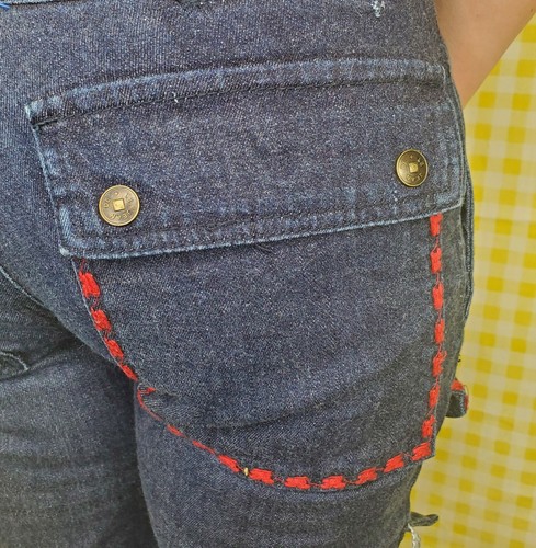 Rare ๐ฅ Marithe Francois Girbaud Embroidered Spellout Dark Blue Jeans 24x34 EUC - Picture 9 of 12