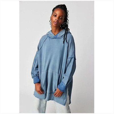 We The Free People Anyway Tee Slouchy Surplice Knit Sweater In Teal Size  Medium Free People