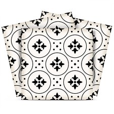 4" X 4" Black and White Rosa Peel and Stick Removable Tiles