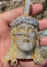 Christmas Day Gift MENS Real Moissanite 925 SS JESUS FACE Religious Pendant GIFT
