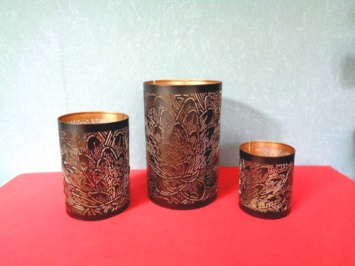 Ikea AVSKILDRA Laterne Windlicht gold messingfarben groß 20 cm Metall Glas Deko