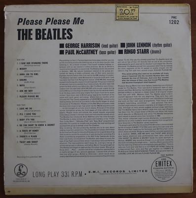 THE BEATLES PLEASE PLEASE ME 1ST ISRAELI PRESS MONO YELLOW