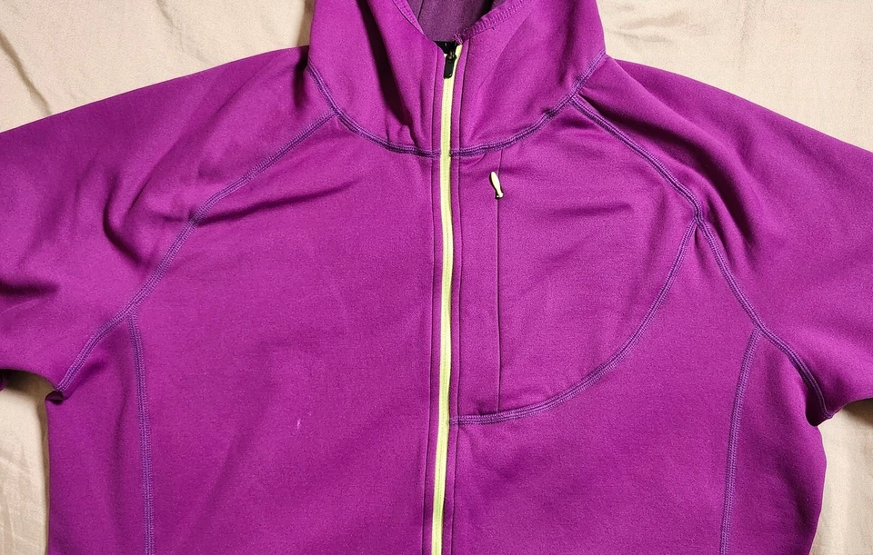 Chaqueta con capucha Title Nine púrpura para mujer cremallera floral cachemira talla grande Foto 4 de 4