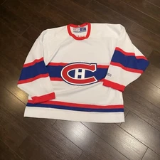 CCM Vintage Montreal Canadiens Hockey Jersey Alternate White Mens Size L NHL