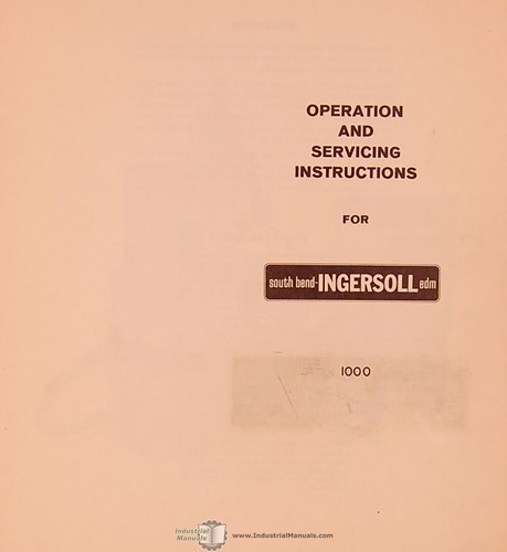 Ingersoll Rand Southbend Criterion 1000, EDM Operation Service Electrical Manual - Picture 2 of 7