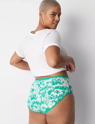 NEW Lane Bryant CACIQUE KELLY GREEN FLORAL HI LEG COTTON BRIEF 22 24 - Picture 2 of 2