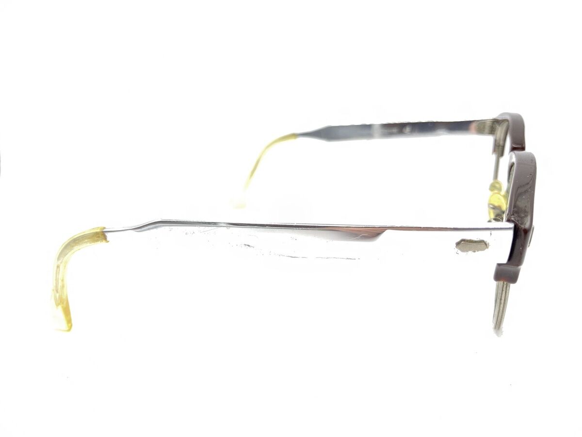 American Optical Vintage Brown Silver Browline Eyeglasses American Optical Vintage Brown Silver Browline Eyeglasses