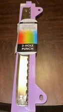 Merangue 3 Ring Hole Punch for Binder, Paper Hole Punch w/ Built-in 10" Purple.